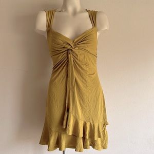 Free people dress mustard rufffled trim Medium NWT